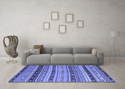 Machine Washable Southwestern Blue Country Rug in a Living Room, wshcon3071blu