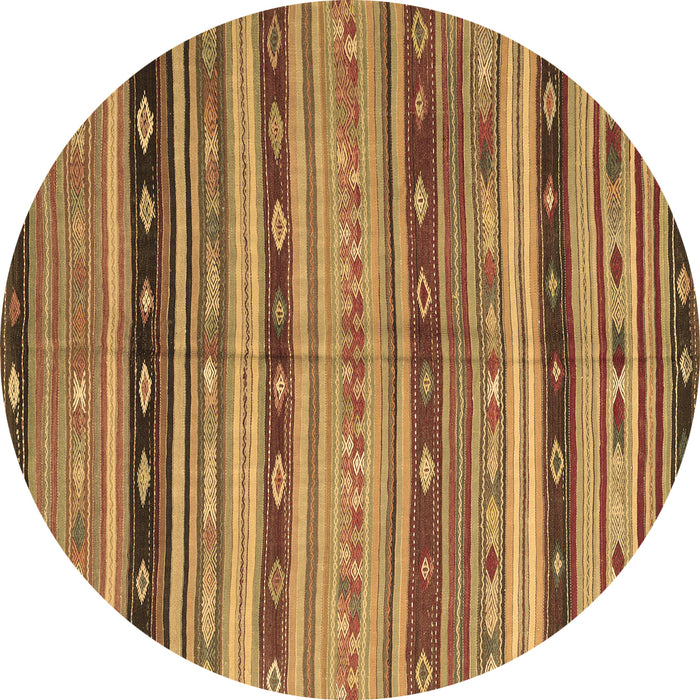 Round Machine Washable Southwestern Brown Country Rug, wshcon3071brn