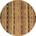 Round Machine Washable Southwestern Brown Country Rug, wshcon3071brn