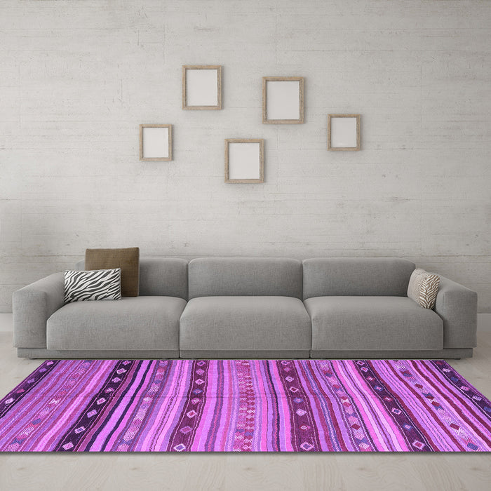 Machine Washable Southwestern Purple Country Area Rugs in a Living Room, wshcon3071pur