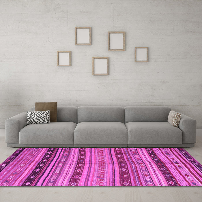Machine Washable Southwestern Pink Country Rug in a Living Room, wshcon3071pnk