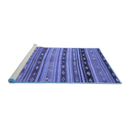Sideview of Machine Washable Southwestern Blue Country Rug, wshcon3071blu