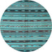 Round Southwestern Light Blue Country Rug, con3071lblu