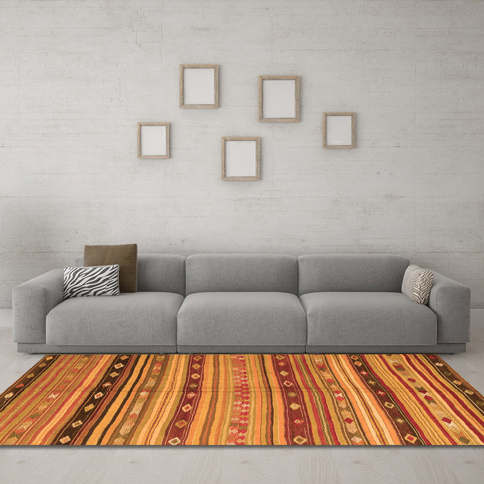 Machine Washable Southwestern Orange Country Area Rugs in a Living Room, wshcon3071org