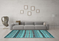 Machine Washable Southwestern Light Blue Country Rug, wshcon3071lblu