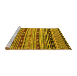 Sideview of Machine Washable Southwestern Yellow Country Rug, wshcon3071yw