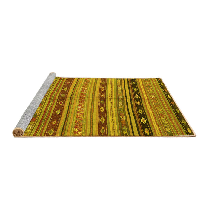 Sideview of Machine Washable Southwestern Yellow Country Rug, wshcon3071yw
