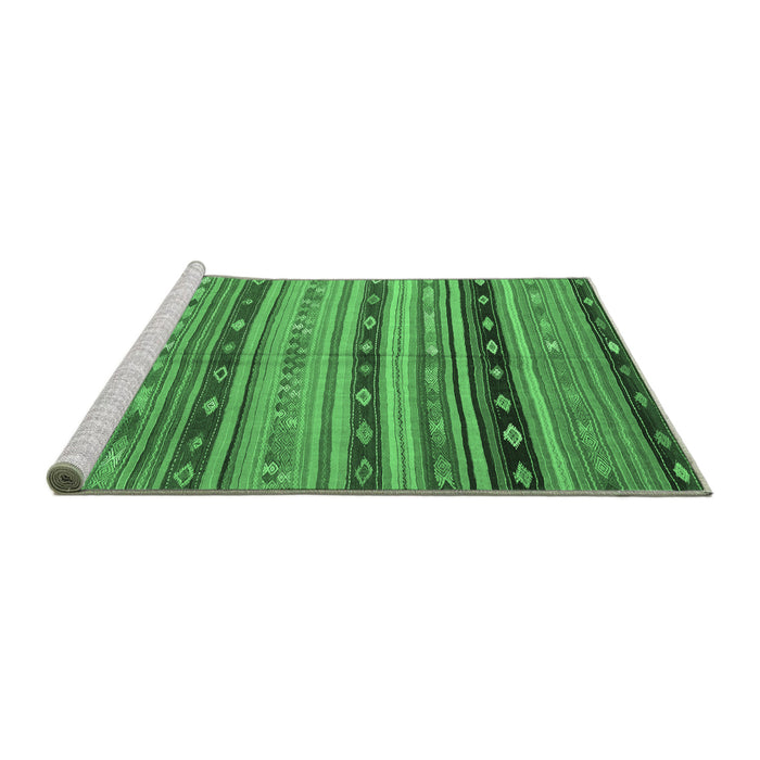 Sideview of Machine Washable Southwestern Emerald Green Country Area Rugs, wshcon3071emgrn