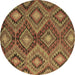 Round Southwestern Brown Country Rug, con3072brn