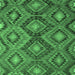 Square Machine Washable Southwestern Emerald Green Country Area Rugs, wshcon3072emgrn