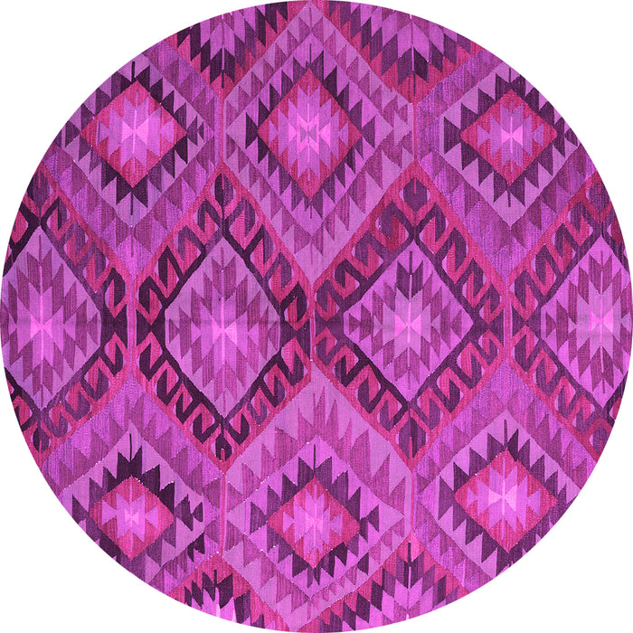 Round Machine Washable Southwestern Pink Country Rug, wshcon3072pnk