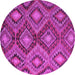 Round Machine Washable Southwestern Pink Country Rug, wshcon3072pnk