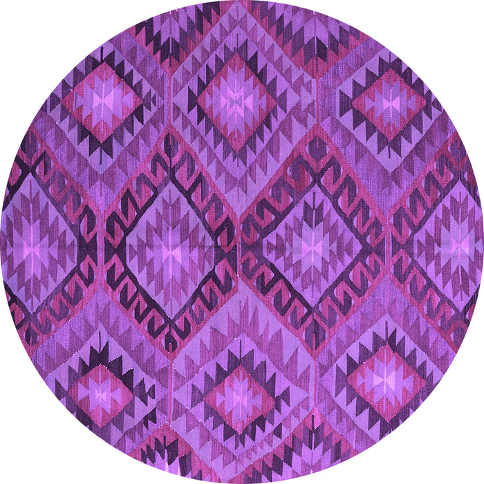 Round Machine Washable Southwestern Purple Country Area Rugs, wshcon3072pur