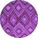 Round Machine Washable Southwestern Purple Country Area Rugs, wshcon3072pur