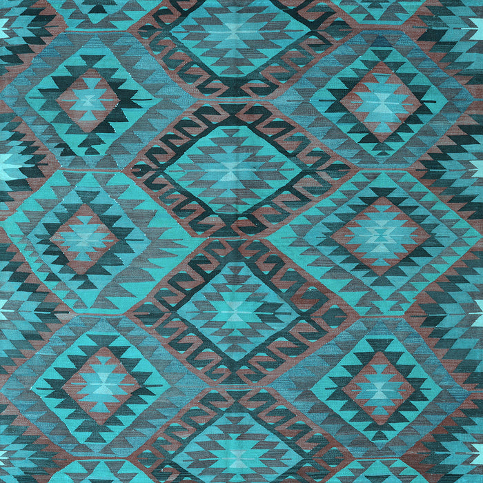 Square Machine Washable Southwestern Light Blue Country Rug, wshcon3072lblu