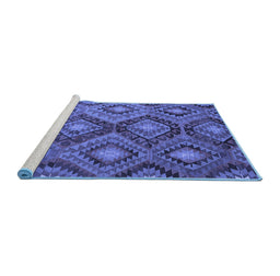 Sideview of Machine Washable Southwestern Blue Country Rug, wshcon3072blu