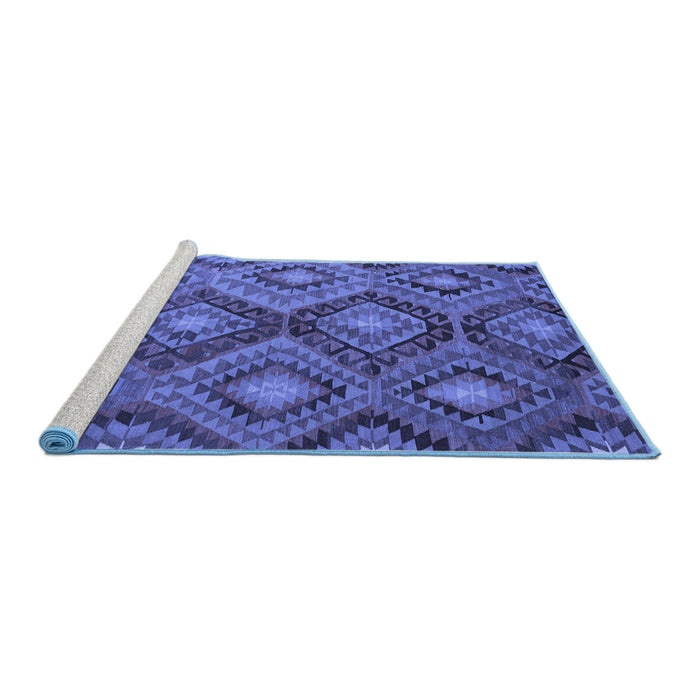 Sideview of Machine Washable Southwestern Blue Country Rug, wshcon3072blu