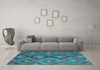 Machine Washable Southwestern Light Blue Country Rug, wshcon3072lblu