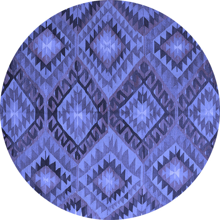 Round Southwestern Blue Country Rug, con3072blu