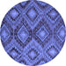 Round Southwestern Blue Country Rug, con3072blu