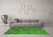 Machine Washable Southwestern Green Country Area Rugs in a Living Room,, wshcon3072grn