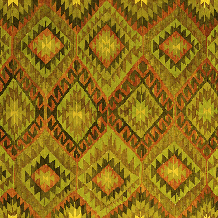 Square Machine Washable Southwestern Yellow Country Rug, wshcon3072yw