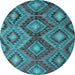 Round Southwestern Light Blue Country Rug, con3072lblu