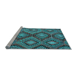 Sideview of Machine Washable Southwestern Light Blue Country Rug, wshcon3072lblu