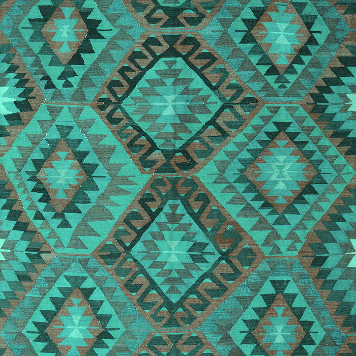 Machine Washable Southwestern Turquoise Country Area Rugs, wshcon3072turq
