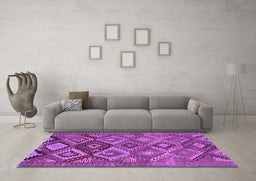 Machine Washable Oriental Purple Traditional Area Rugs in a Living Room, wshcon3073pur