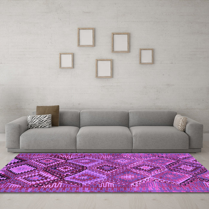 Machine Washable Oriental Purple Traditional Area Rugs in a Living Room, wshcon3073pur