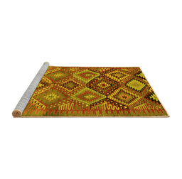 Sideview of Machine Washable Oriental Yellow Traditional Rug, wshcon3073yw