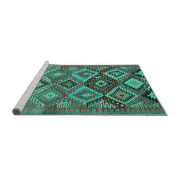 Sideview of Machine Washable Oriental Turquoise Traditional Area Rugs, wshcon3073turq