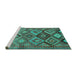 Sideview of Machine Washable Oriental Turquoise Traditional Area Rugs, wshcon3073turq