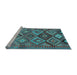 Sideview of Machine Washable Oriental Light Blue Traditional Rug, wshcon3073lblu