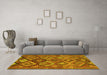 Machine Washable Oriental Yellow Traditional Rug in a Living Room, wshcon3073yw