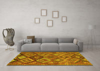 Machine Washable Oriental Yellow Traditional Rug, wshcon3073yw