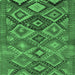 Square Machine Washable Oriental Emerald Green Traditional Area Rugs, wshcon3073emgrn
