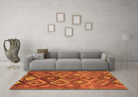 Machine Washable Oriental Orange Traditional Rug, wshcon3073org