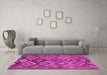 Machine Washable Oriental Pink Traditional Rug in a Living Room, wshcon3073pnk