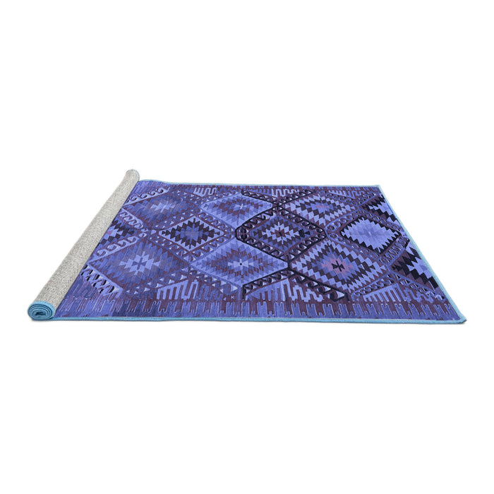 Sideview of Machine Washable Oriental Blue Traditional Rug, wshcon3073blu