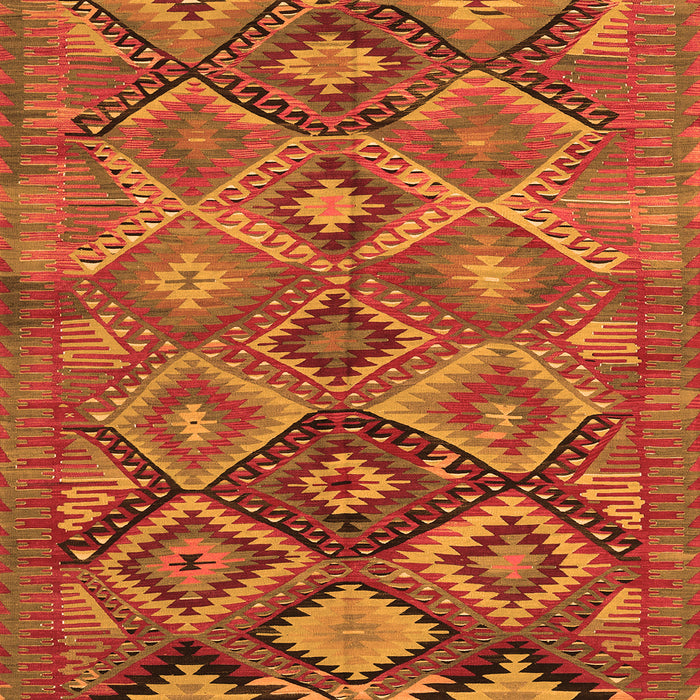 Round Machine Washable Oriental Orange Traditional Area Rugs, wshcon3073org