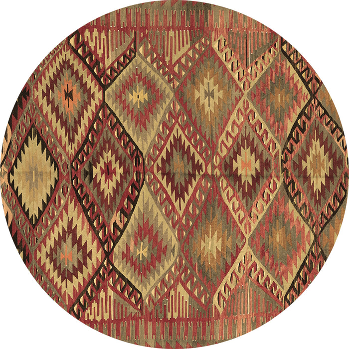 Round Oriental Brown Traditional Rug, con3073brn