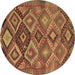 Round Oriental Brown Traditional Rug, con3073brn