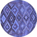 Round Machine Washable Oriental Blue Traditional Rug, wshcon3073blu