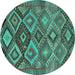 Round Oriental Turquoise Traditional Rug, con3073turq