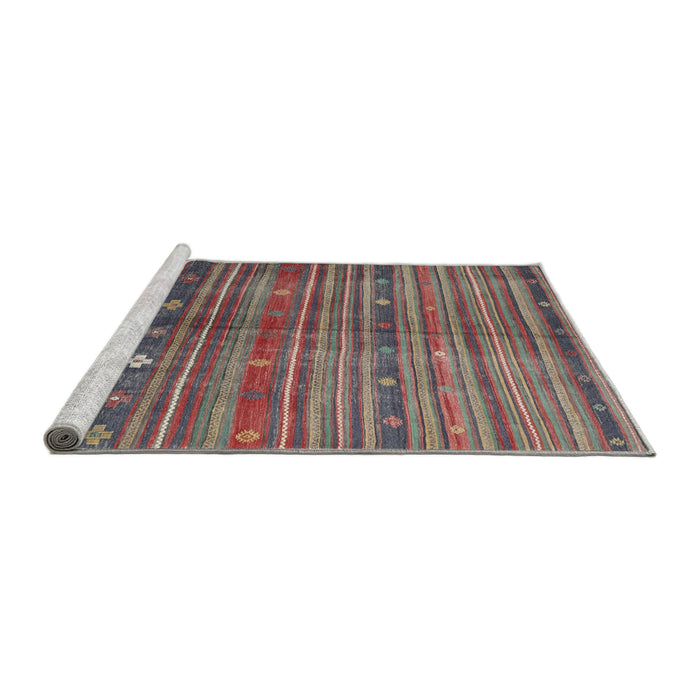 Serging Thickness of Contemporary Chestnut Brown Abstract Machine Washable Rug, wshcon3074
