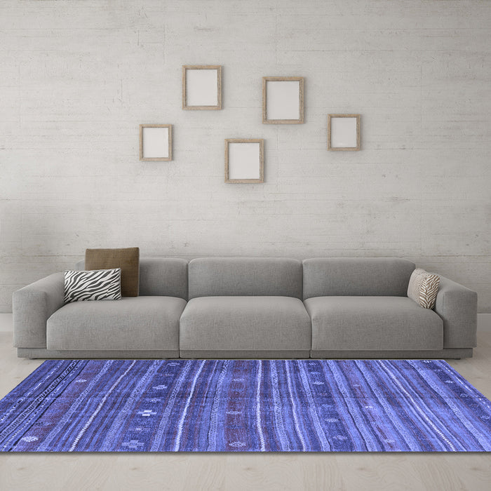 Machine Washable CON3074X Blue CON3074X Rug in a Living Room, wshcon3074blu