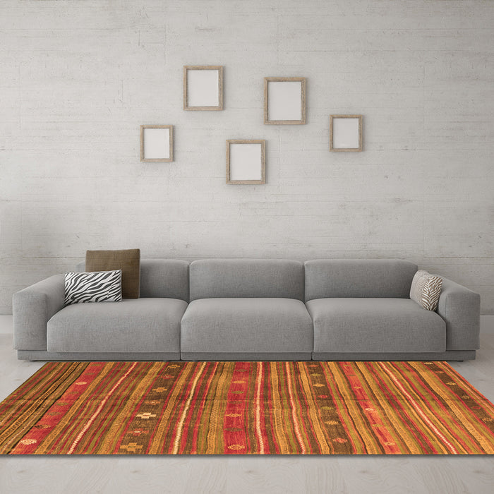 Machine Washable CON3074X Orange CON3074X Area Rugs in a Living Room, wshcon3074org