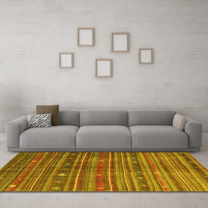 Machine Washable CON3074X Yellow CON3074X Rug in a Living Room, wshcon3074yw
